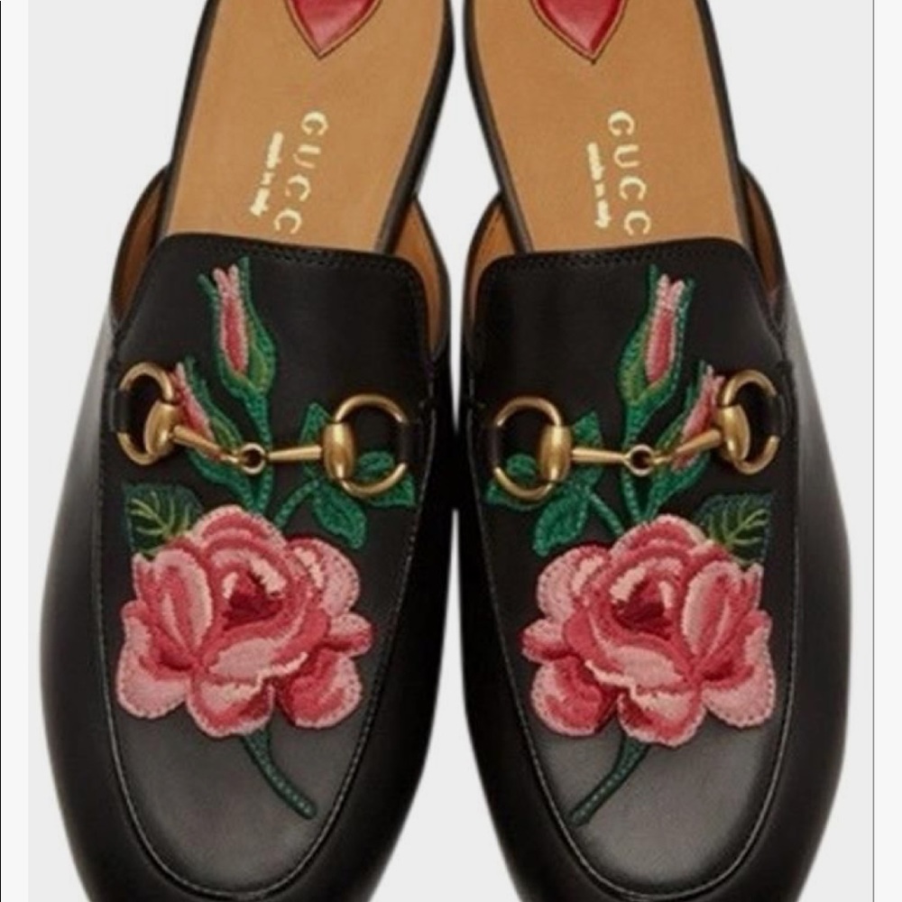 Gucci rose loafer slip on mules
